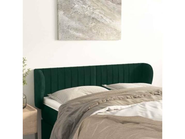 KFPOERTFGD Kopfteil mit Ohren Samt Dunkelgrün 147x23x78/88 cm Bett Inklusive 2 Ohren, Höhenverstellbar, Stabile Holzbeine