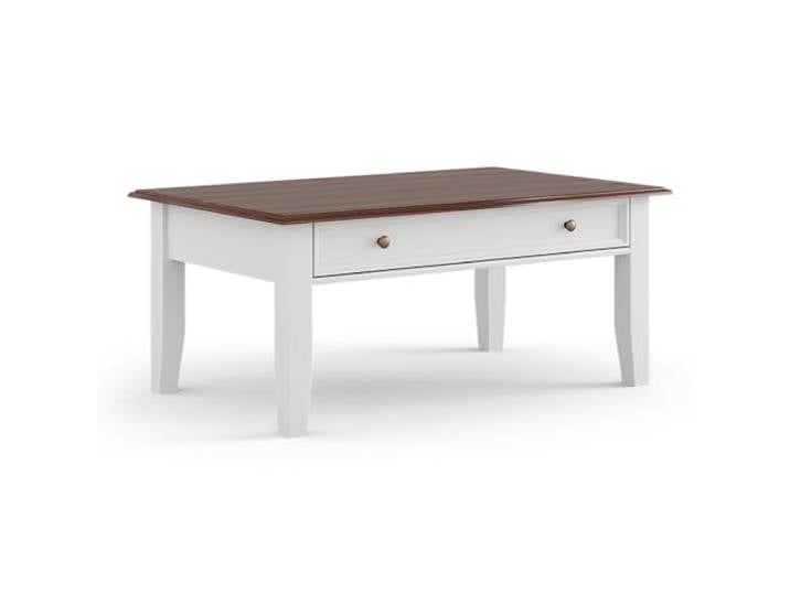 Lomadox Wohnzimmer Wohnzimmertisch Couchtisch Beistelltisch, Massivholz in weiß mit Walnuss Optik