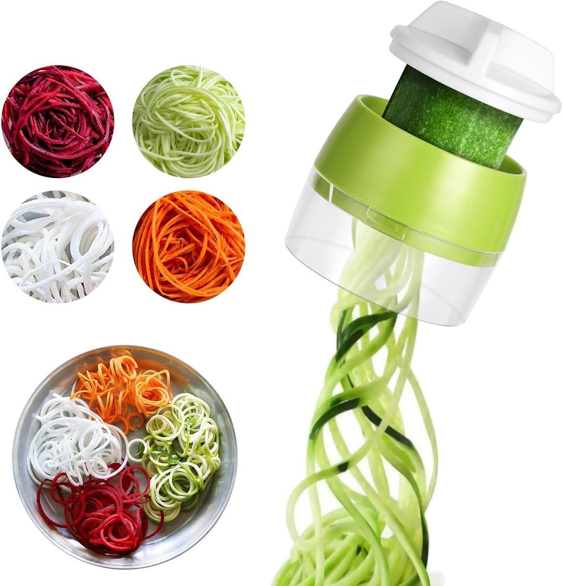 Handheld Spiralizer Groentesnijder - 4-in-1 Verstelbare Spiral Cutter voor Groenten en Fruit