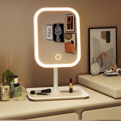 Inspired Living ModernGlow 3 Color LED Vanity Mirror, Premium Desktop Makeup & Dressing Mirror white