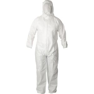 Nobamed Schutzanzug Nobavek-Coverall, weiß, Größe L, mit Kapuze, Einweg-Overall, PSA-Kategorie 3 Typ 5/6