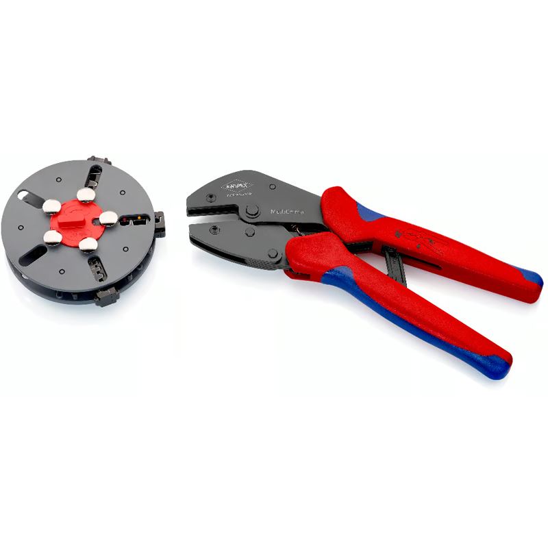 Knipex MultiCrimp 97 33 01, mit Wechselmagazin (rot/blau, inkl. 3 Crimpeinsätzen)