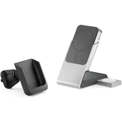 Alogic Matrix+ Wireless 3-in-1 Ladestation MagSafe + Vent Mount (18 W), Wireless Charger, Silber, Schwarz