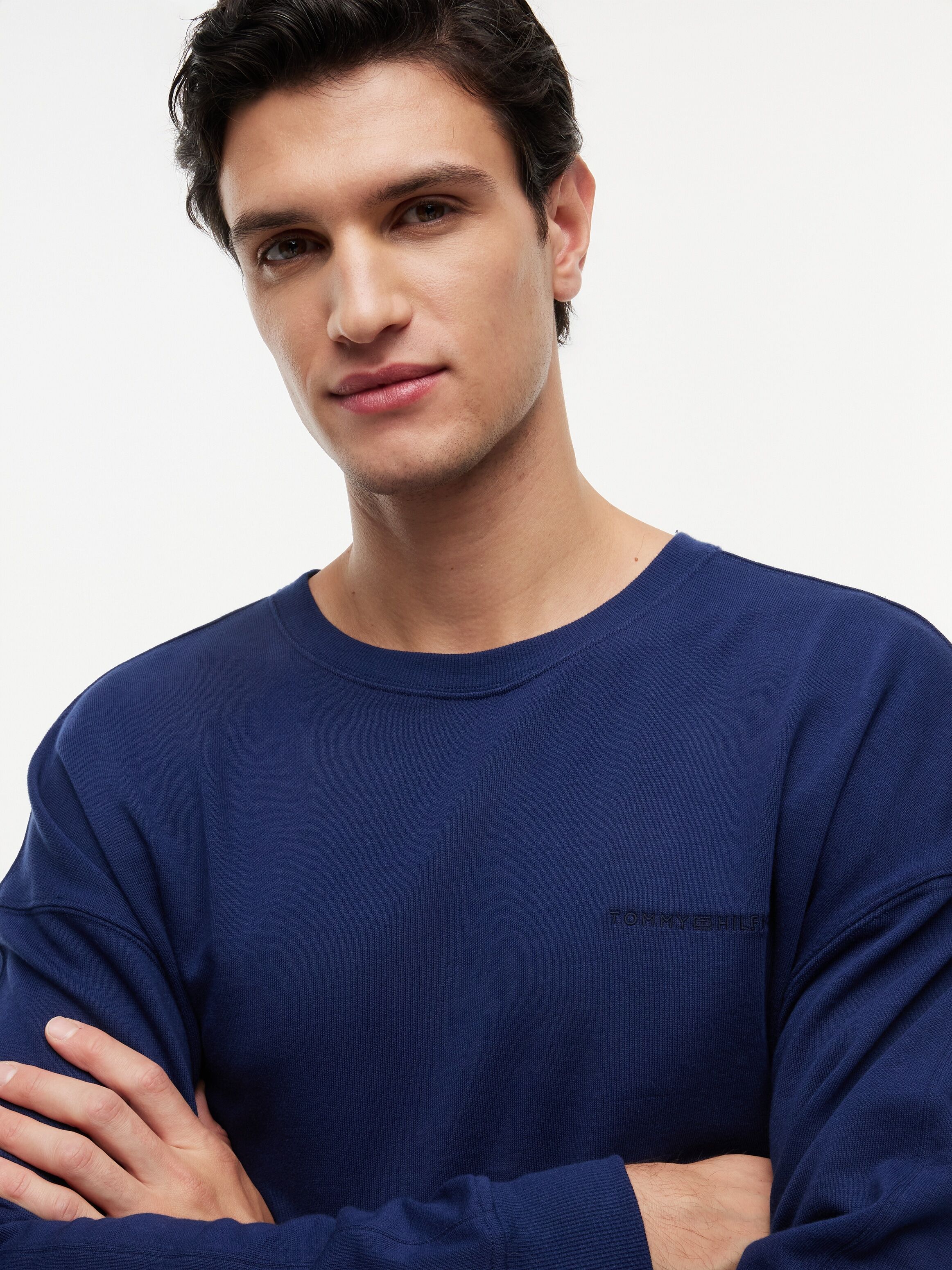 Sweatshirt, Herren, Gr. M (50), blau (preppy navy), Sweatware, Obermaterial: 82% Baumwolle, 18% Polyester, TOMMY HILFIGER UNDERWEAR, normal normal, Rundhals, Bündchen, Sweatshirts Sweatshirt