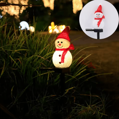 Inspire Curations Solar Snowman Garden Lights Christmas Outdoor Lawn Stake Decoration red