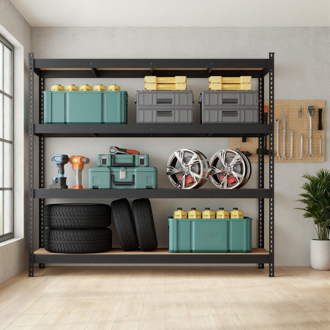 LEDREM Steel Storage Rack Matte Black 183 cm H x 240 cm W x 60 cm D