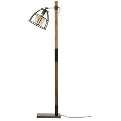 Stehleuchte  1-flammig  Holz/ Metall schwarz  Frame , schwarz , Maße (cm): H: 140