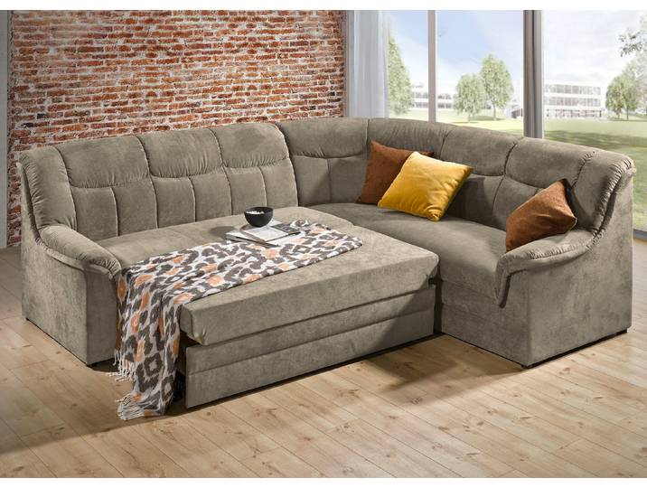 Polsterecke mit Bettfunktion, beige, 250x205 cm, Funktion links