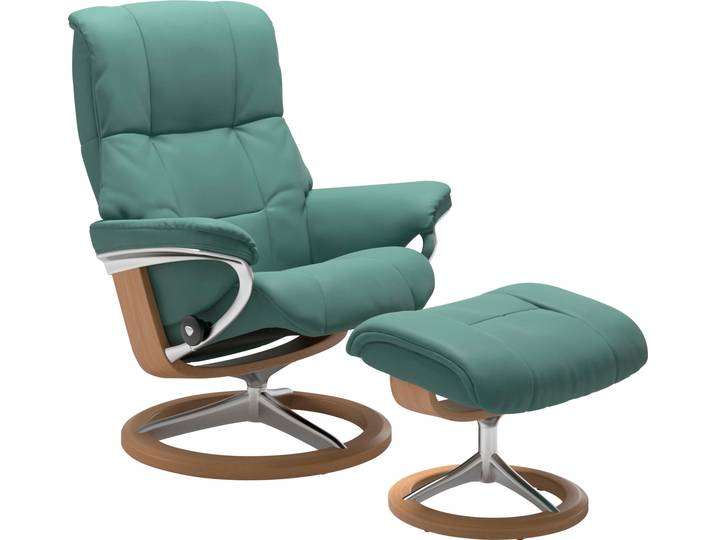 Relaxsessel, Leder BATICK & PALOMA, Aqua Grün, 79×102×73 cm, Mit Hocker, Stressless