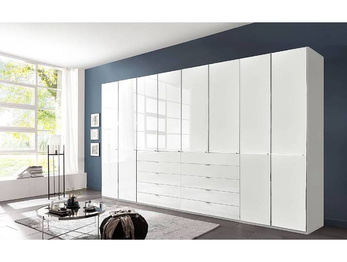 Drehtürenschrank 393 x 236cm Weiß/Weiß