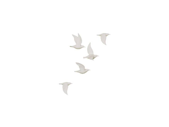 Lot de 5 décorations murales oiseaux en porcelaine blanche, 5 piè