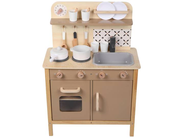 Jimmylee Kinderküche, Mehrfarbig, Holz, 22-teilig, Buche, Kiefer, Sperrholz, 58x81x30 cm, unisex, EN 71, Spielzeug, Kinderspielzeug, Kinderküchen