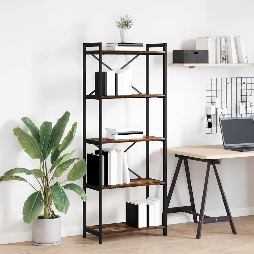 Borough Wharf Steel Bookcase Brown (5 Shelves) 153cm H x 60cm W x 30cm D