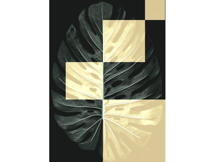 Bild KOMAR Monstera Theatre , blau (farbe bild(er): blau), B:50cm H:70cm, Holz, Papier, Bilder, Bild, Wandbild zur Dekoration - ohne Rahmen