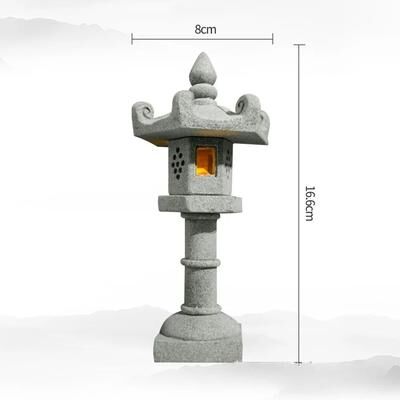 Inspired Living Serenity Mini Pagoda Lantern Zen Garden Decor & Bonsai Landscape Statue long Hexagon Lamp