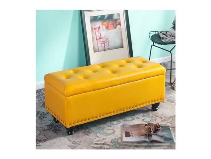 Zf9tBw5sH Bettbank Multifunktionaler Langer Schuhwechselhocker, Tür- und Haushalts-Sofahocker Sitzbank(Yellow,120cm)