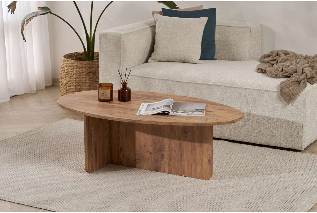 Norden Home Coffee Table Natural Walnut Effect 40cm H X 120cm W X 65.2cm D