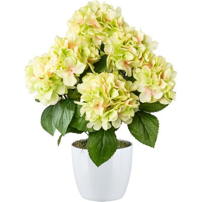 Kunstblume CREATIV GREEN "Hortensienbusch", grün, H:52cm Ø:30cm, Keramik, Kunststoff, Polyester, Kunstpflanzen, mit traumhaft schönen Blüten