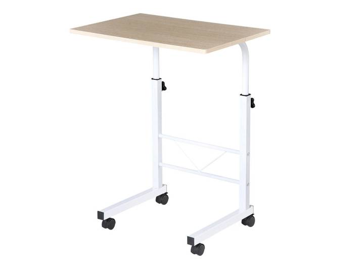 Gisaae Bürotisch höhenverstellbar Beistelltisch C-Tisch mit Rollen 60x40cm, Naturfarben, 60x68x40 cm, Büromöbel, Schreibtische, Schreibtische