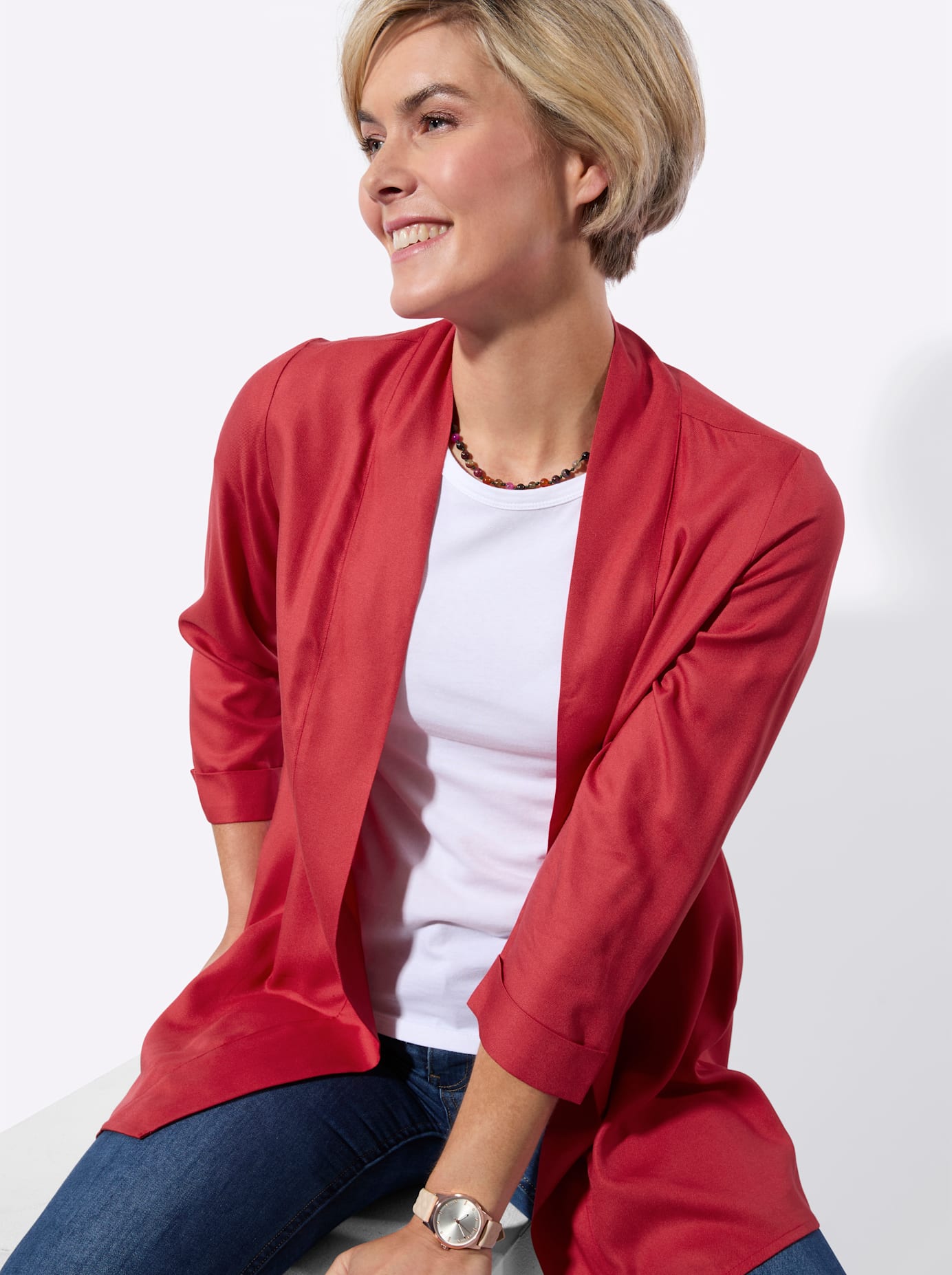 Blusenjacke CLASSIC BASICS, Damen, Gr. 42, erdbeere, 100% Viskose, Jacken Blusenjacke erdbeere 42