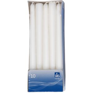 Gies-Kerzen Kerzen 205-335000-10, Spitzkerzen, weiß, Ø 2,2 cm, Höhe 24,5 cm, 10 Stück