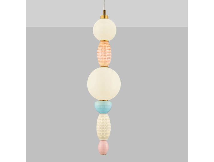 Suspension Obrie type A 215cm Bleu/Orange/Rose foncé/Multicolore céramique / verre opale / aluminium LED non-remplaçables Module LED