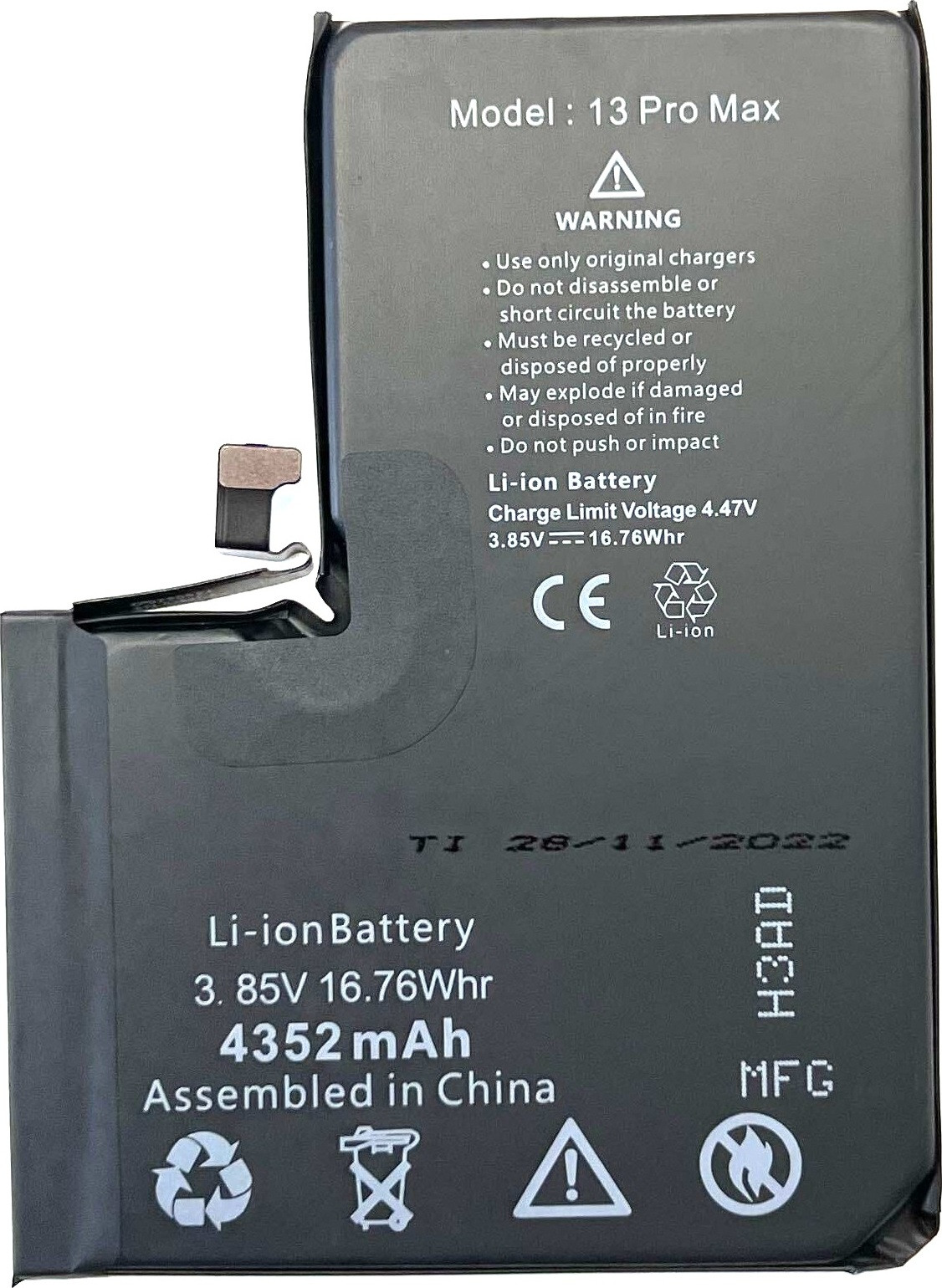 TRADEBIT Accu voor Apple iPhone 13 Pro Max, 4352 mAh