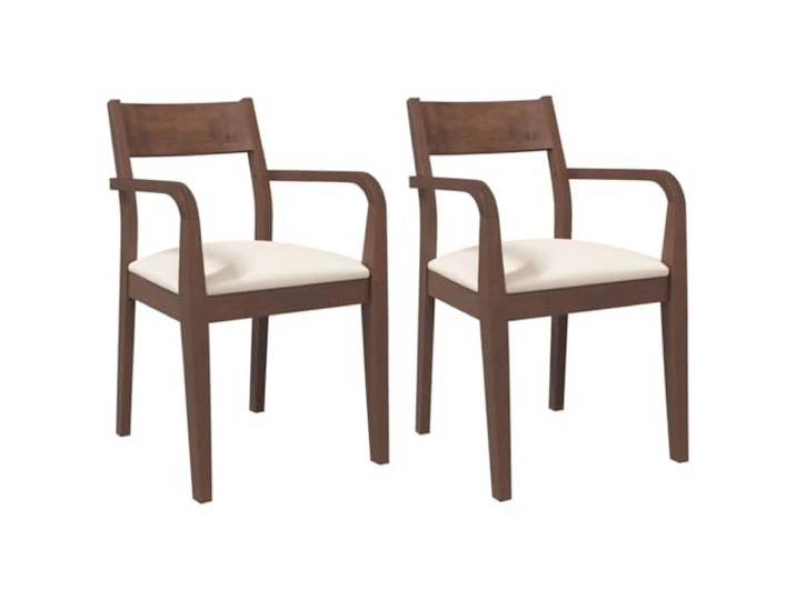 HKLGBVCR Esszimmerstühle mit Kissen, 2 Stück, Braun, Massivholz Massives Gummibaumholz, inklusive Kissen, ergonomische Rückenlehne, Esszimmer, Wohnzimmer, Küche