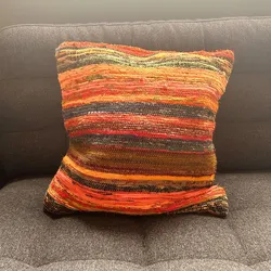 Rag Rug Cushion Covers - 40x40cm - Sunrise Oranges