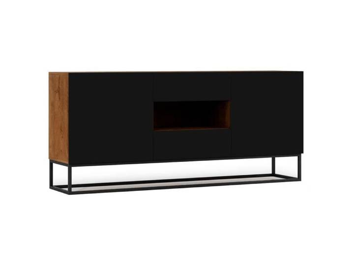 Roman - buffet bas - 2 portes - 180 cm - Bois / Noir