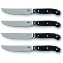 STONELINE® Edelstahl Steakmesser Set 4 teilig, Holzgriff, mit Schleifstein in Holzbox