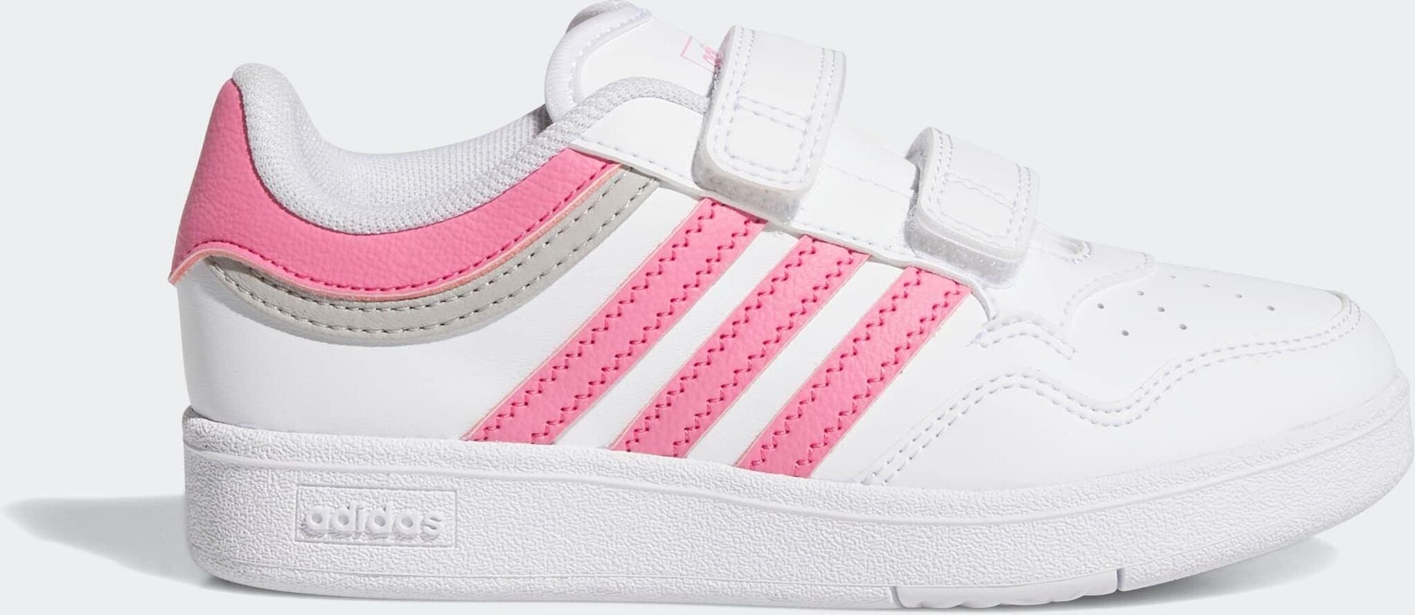 Klettschuh ADIDAS SPORTSWEAR "HOOPS 4.0", Jungen, Gr. 33, weiß (cloud weiß, pink fusion, grau two), Synthetik, Schuhe Klettschuh