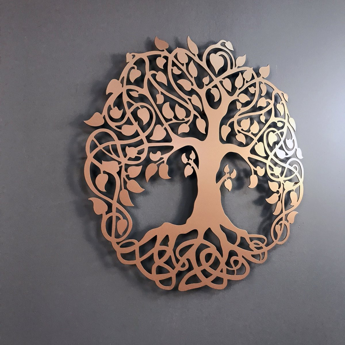 Metalen Levensboom Wanddecoratie - Koper - 47 x 47 cm