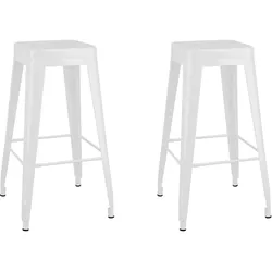 DELUKE Barhocker METO Stapelbar 2er Set Weiß Metall | Barstühle Küchenhocker Thekenhocker für Küche Hausbar