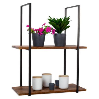 BAR SHELF Regal 75 cm BRAUN Regal mit 2 Ablagen für Gläser und Flaschen von Yelloo