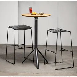 Trio Outdoor Stehtisch klappbar Schwarz Teak ∅65 cm