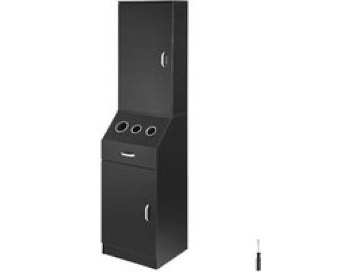 VEVOR Armoire de rangement pour salon de coiffure, meuble de salon de coiffure pour coiffeur, avec 3 supports de sèche-cheveux, tiroir, ensemble de station de coiffure pour organiser outils, noir
