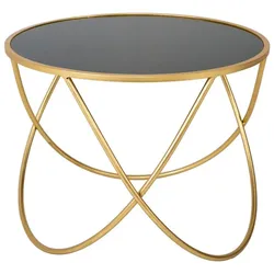 TISCH aus Metall und Glas, golden, 60x45cm