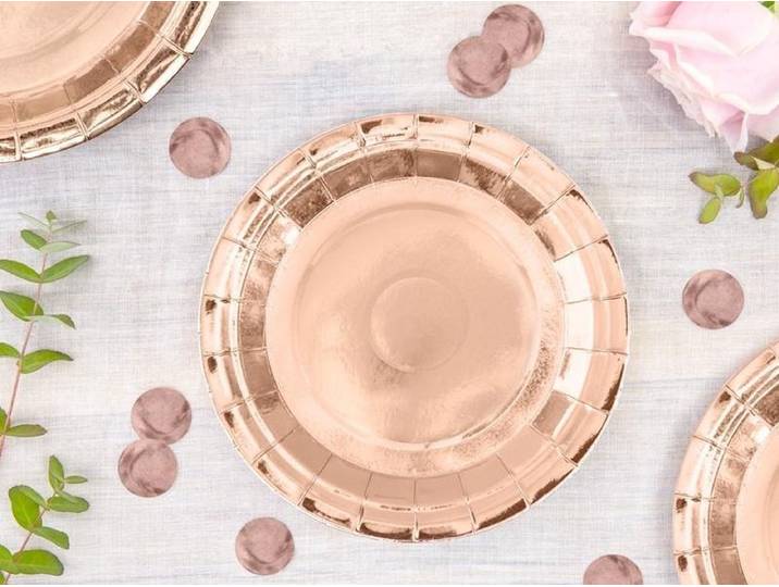 Kartonnen gebaksbordjes Rose Goud 18 cm (6 stuks) - gebaksbordjes rosekleurig karton Party Deco