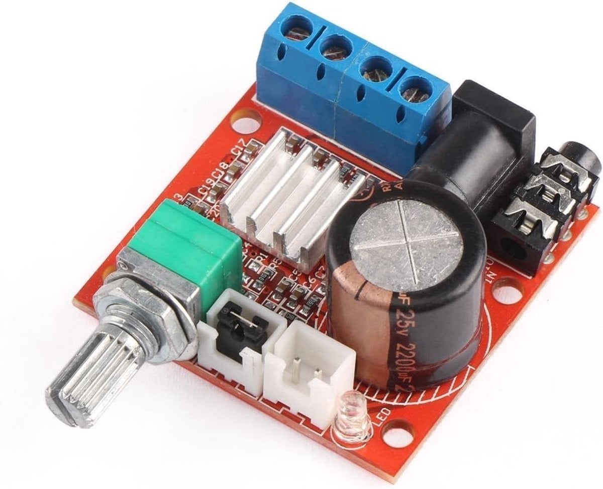 Mini HiFi Stereo Audio Versterker 10W + 10W - Draagbare Class-D Digitale Versterker voor 2 Kanaals Geluidsweergave met DC 12V Voeding