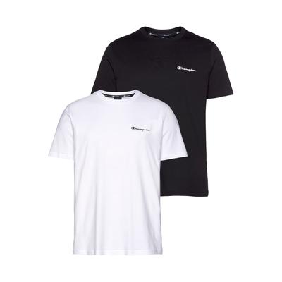 T-Shirt CHAMPION, Herren, Gr. 4XL(58), schwarz-weiß (weiß, schwarz), Obermaterial: 100% Baumwolle, Basic hüftlang, Rundhals, Shirts T-Shirt, 2er-Pack, mit Rundhalsausschnitt, Kurzarm-Design, aus Baumwolle