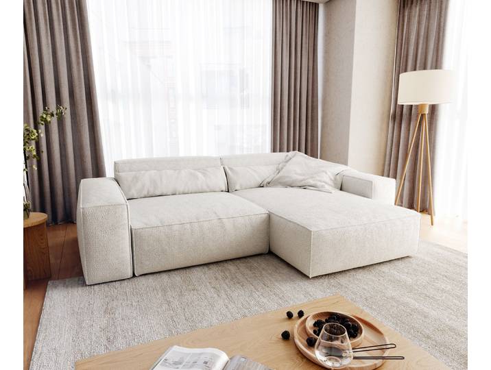 Ecksofa Sirpio XL 270x170 cm Bouclé Creme-Weiß Recamiere variabel, Ecksofas