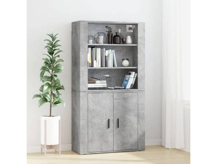 Buffet haut Gris béton Meuble de rangement 120x40x80cm Salle à manger
