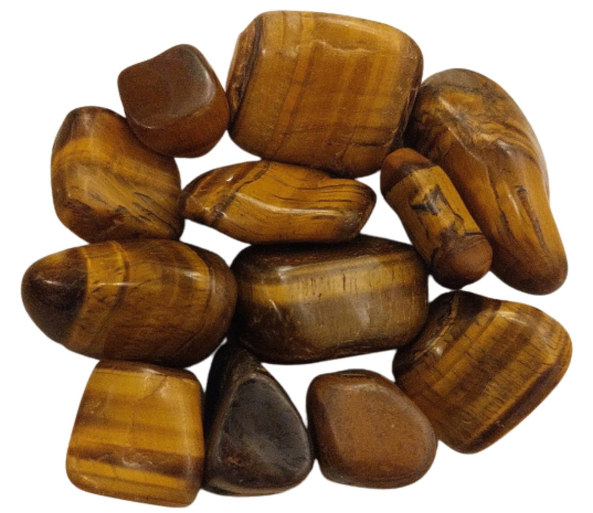 Set van 3 trommelstenen van natuurlijk Gouden Tijgeroog