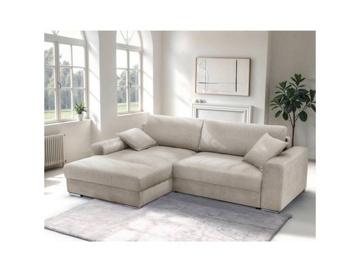 Mid.you Ecksofa, Beige, Textil, Füllung: Schaumstoff, Schaumstoffflocken,Schaumstoff, Schaumstoffflocken, L-Form, einmalig seitenverkehrt montierbar, 269x177 cm, Made in EU, Liegefunktion, Schlafen auf Sitzhöhe, Rücken echt, Wohnzimmer, Sofas & Couches, Wohnlandschaften, Ecksofas