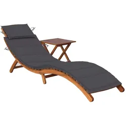 vidaXL Sonnenliege mit Tisch und Auflage Massivholz Akazie