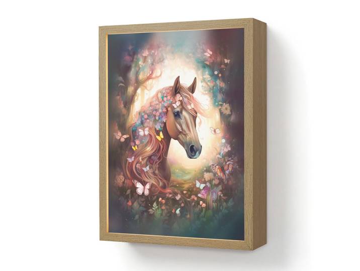 OnlyWow Wandleuchte MIT Akku Pferd - Natur - Blumen - Schmetterlinge - Wald 30x40 cm, Dunkelbraun, Rechteckig, LED integrated, 30x40x8 cm, Lampen & Leuchten, Innenbeleuchtung, Wandleuchten