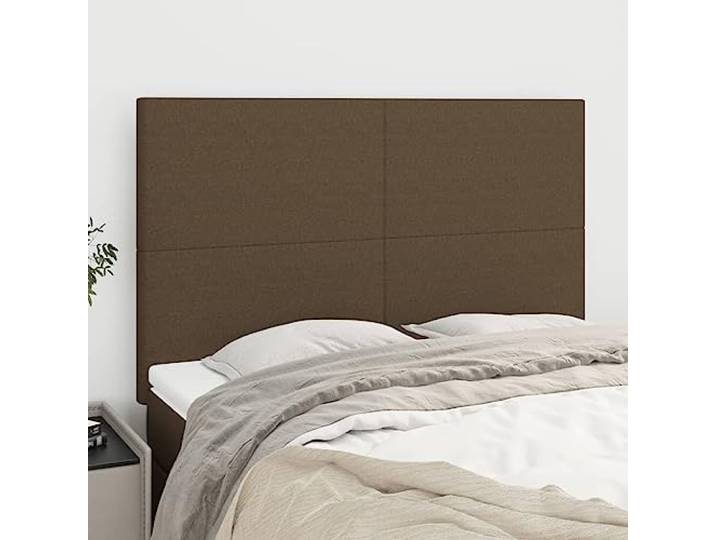 KTHLBRH Kopfteil für Bett, 4 Stück, dunkelbraun, aus klassischem Stoff, elegantes Design mit verstellbarer Höhe zur Unterstützung des Rückens und Stabilität, Beine aus Massivholz, Lärche