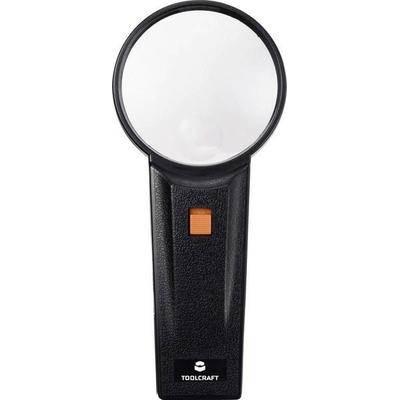 TOOLCRAFT TO-10182534 Handlupe mit LED-Beleuchtung Vergrößerungsfaktor: 2 x, 4 x Linsengröße: (Ø) 75 mm