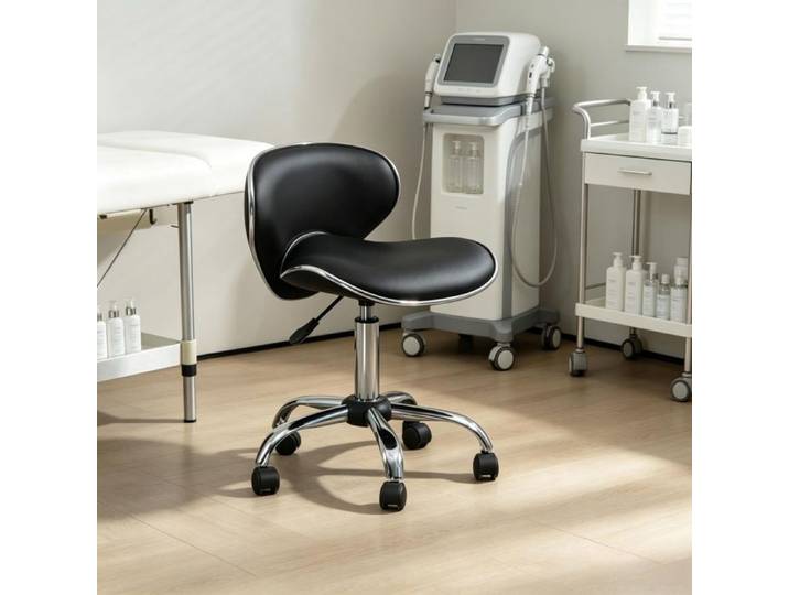 Chaise de bureau ergonomique - Tabouret à roulettes tabouret de travail réglable en hauteur 44–56 cm avec dossier pivotant à 360°
